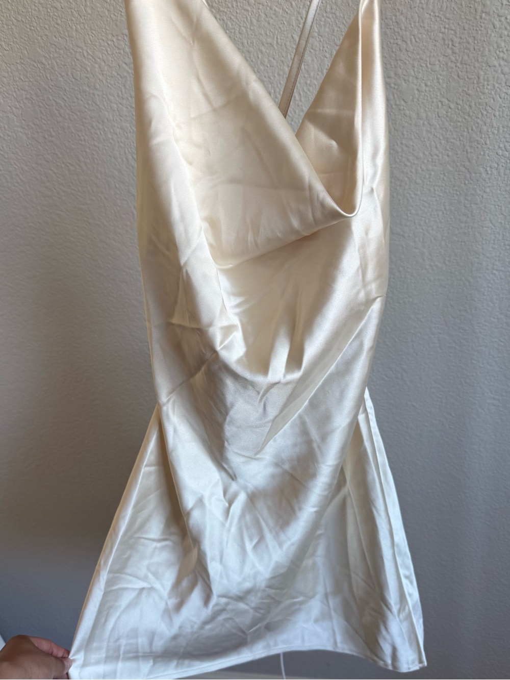 Forever 21 Ivory Satin Cowl Mini Dress